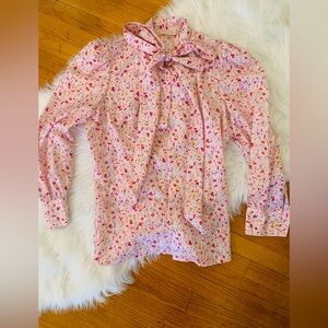 Floral Pink Kids Shirt with Bow